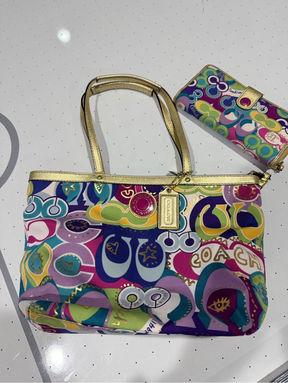 Coach color pop colorful vintage bag and wallet bundle